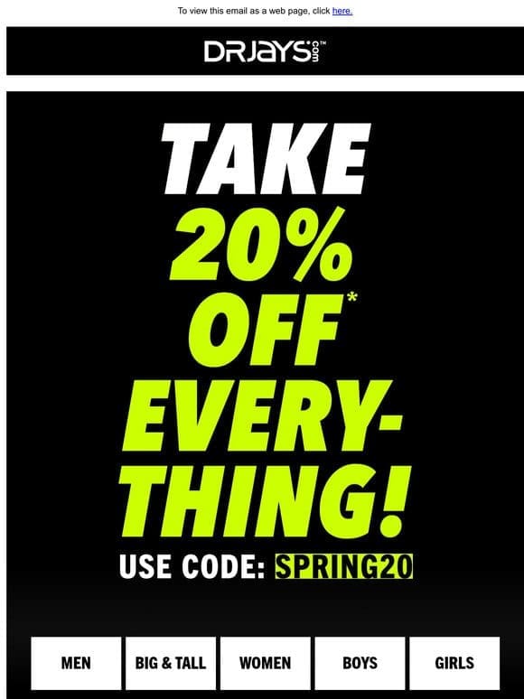Take 20% Off + Fresh Jackets and Tees!