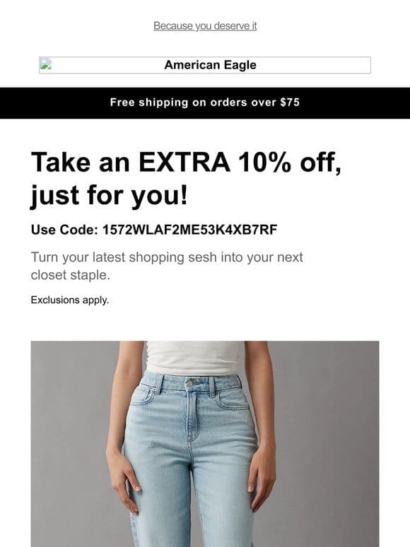 Take an extra 10% off styles you viewed