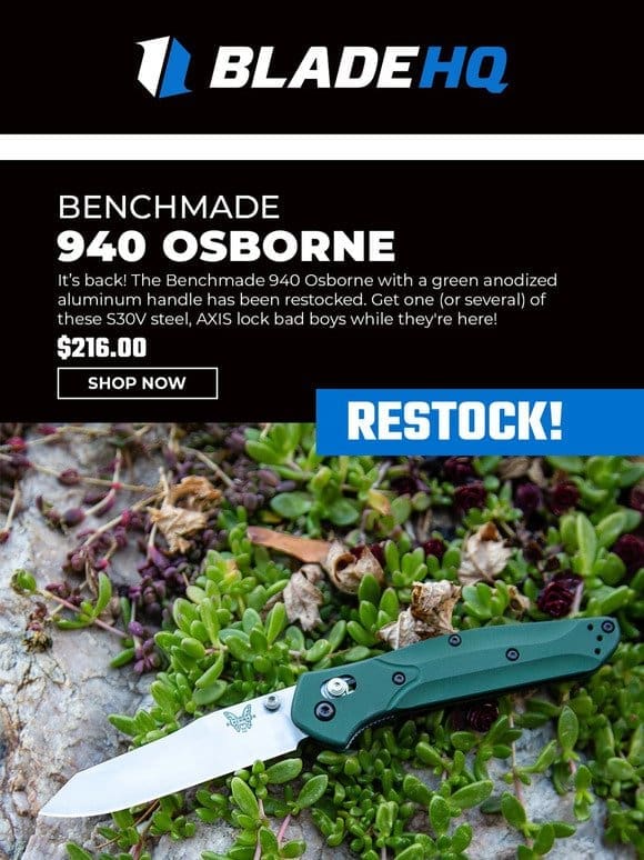 The Benchmade 940 Osborne is restocked!