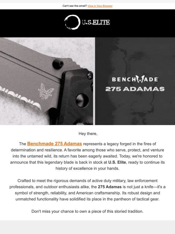 The Legend Returns: Benchmade 275 Adamas Back in Stock