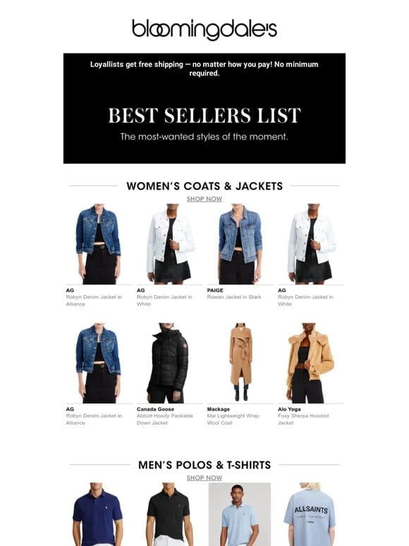 The best sellers list