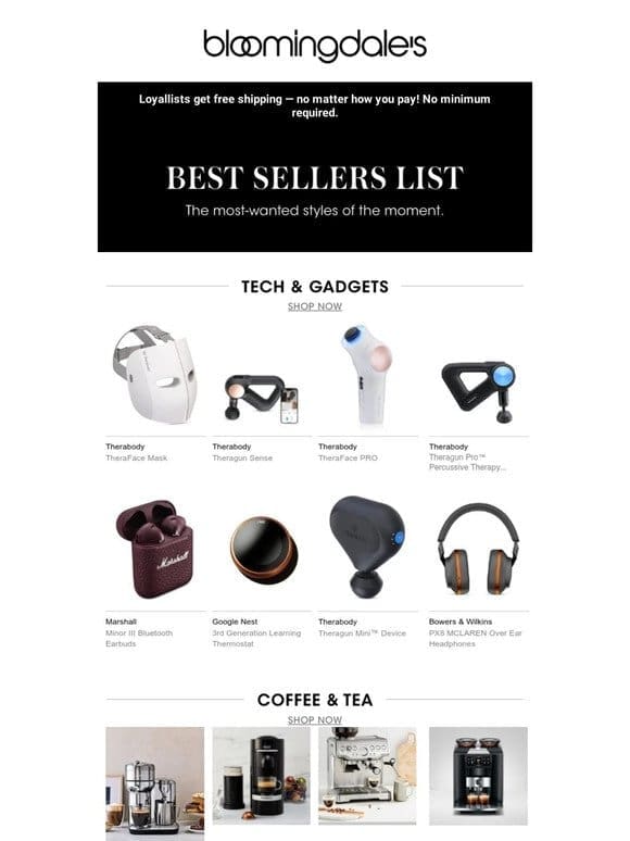 The best sellers list