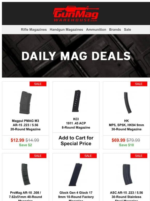 Thursday Mag Deals Never Looked So Good | Magpul PMAG AR-15 20rd Mag for $13