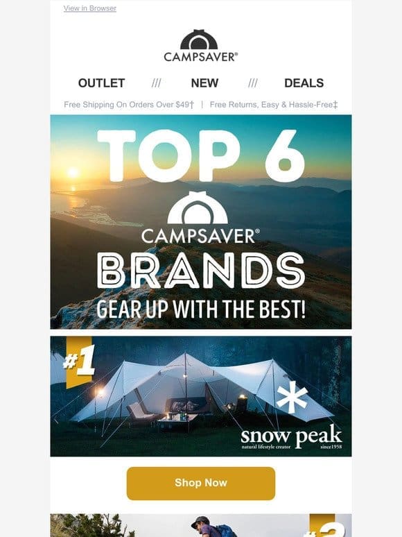 Top 6 Brands at CampSaver!