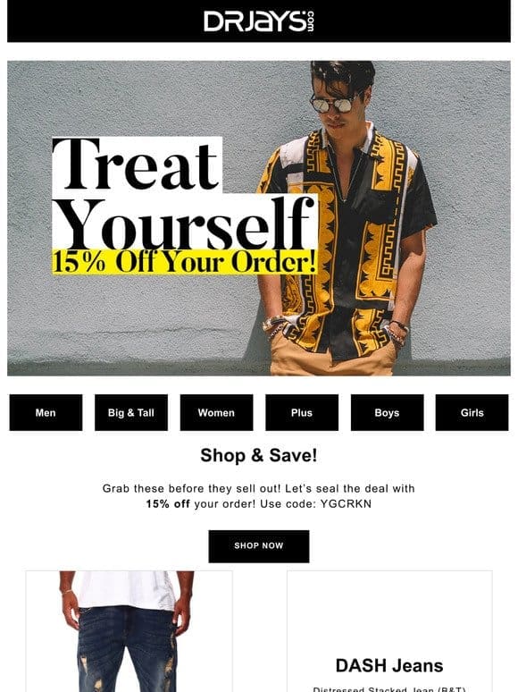 Treat yourself with 15% Off.