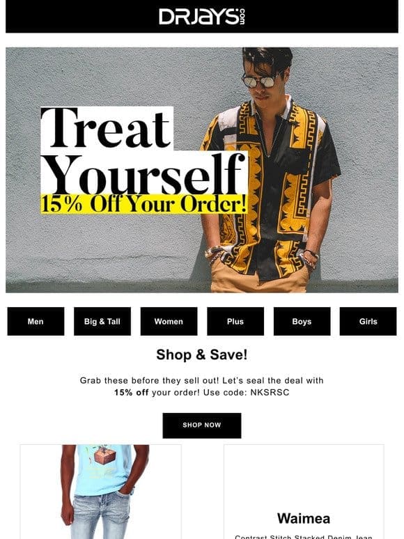 Treat yourself with 15% Off.