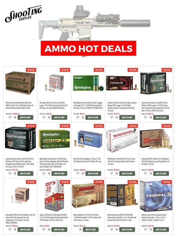 Trending Ammo 9mm， 22LR， 556， 300BLK