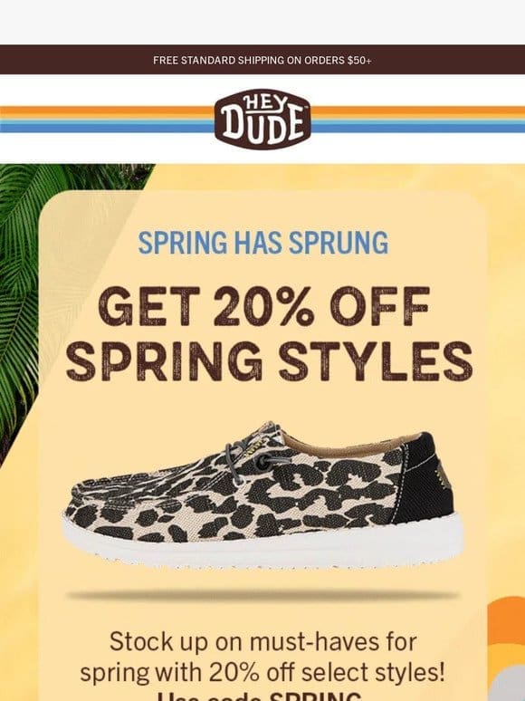 Trending spring styles are 20% off
