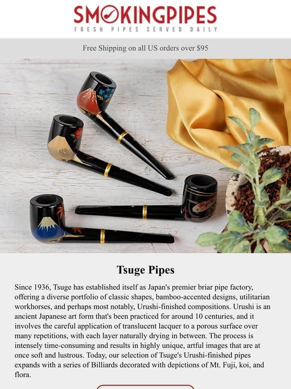 Tsuge Pipes | Urushi Billiards Artfully Rendering Mt. Fuji， Koi， and Flora