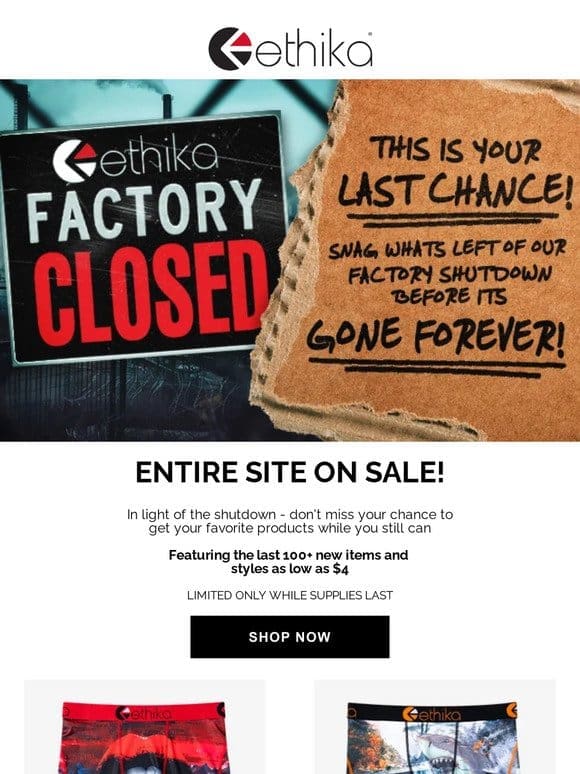 URGENT: Factory Shutdown Sale – Limited Availability!