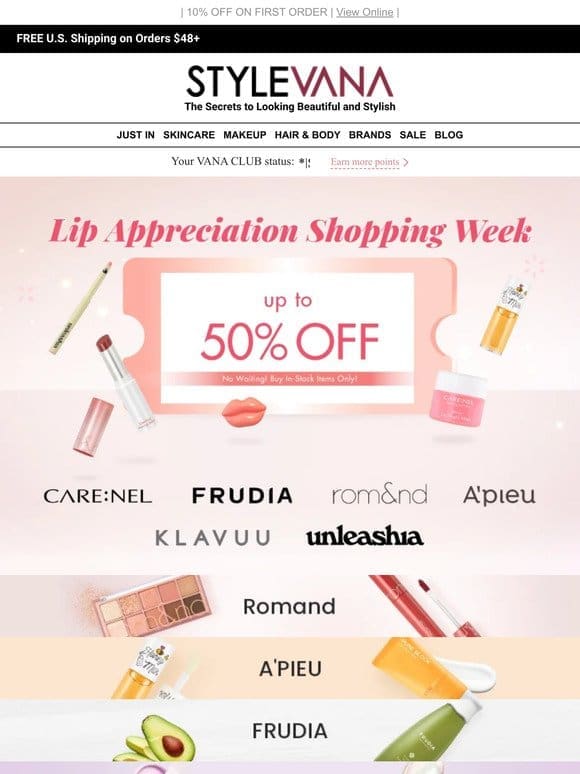 Up to 50% OFF Lip Appreciation Shopping Week