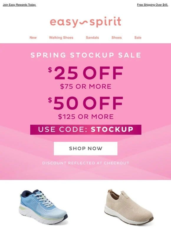 Up to $50 OFF New Sneakers， Sandals & Flats for Spring