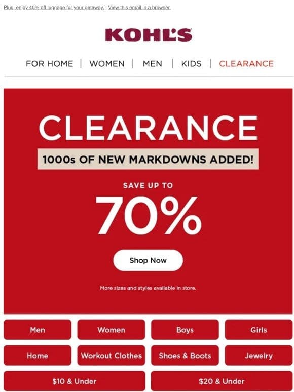 Up to 70% off 1000s of new markdowns STARTS TODAY ❗