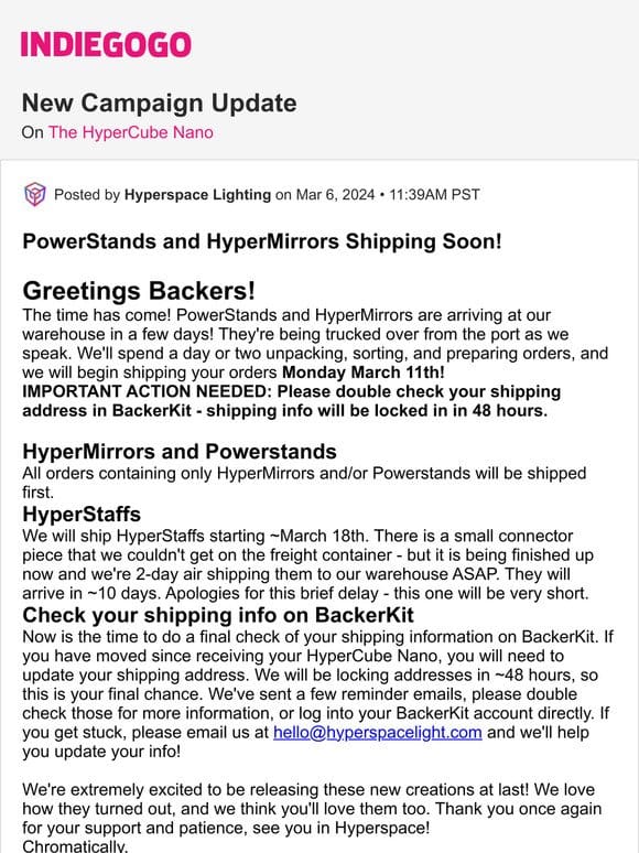 Update #14 from The HyperCube Nano