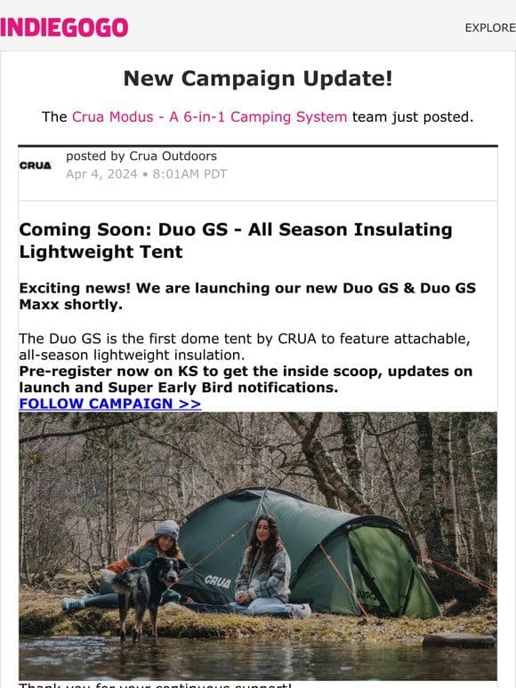 Update #22 from Crua Modus – A 6-in-1 Camping System