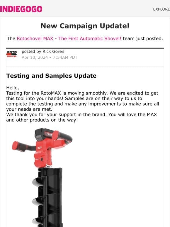 Update #23 from Rotoshovel MAX – The First Automatic Shovel!