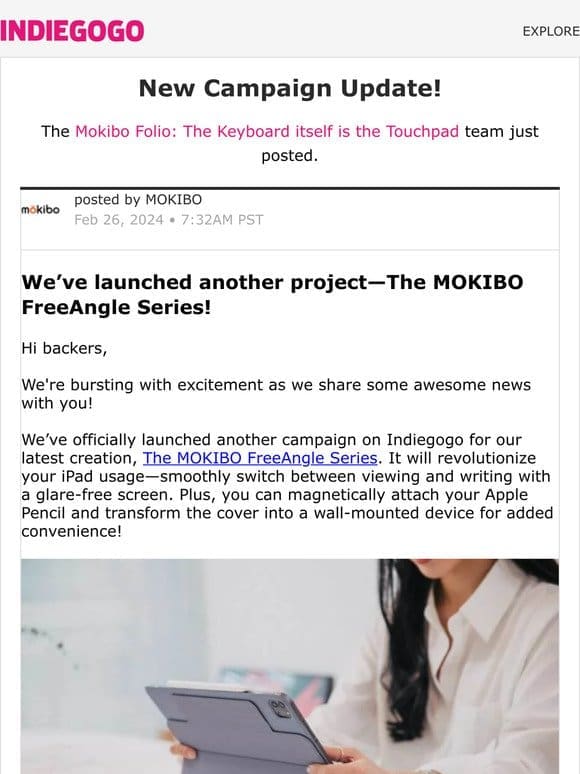 Update #27 from Mokibo Folio: The Keyboard itself is the Touchpad
