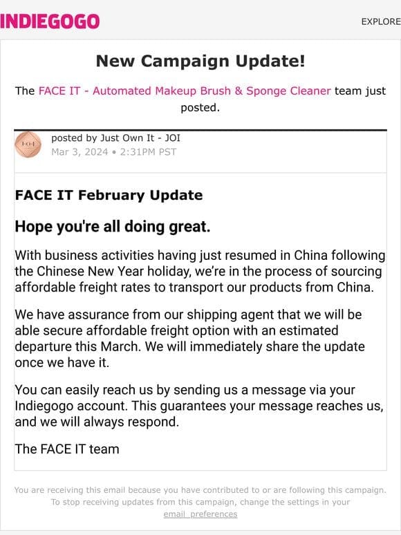 Update #3 from FACE IT – Automated Makeup Brush & Sponge Cleaner