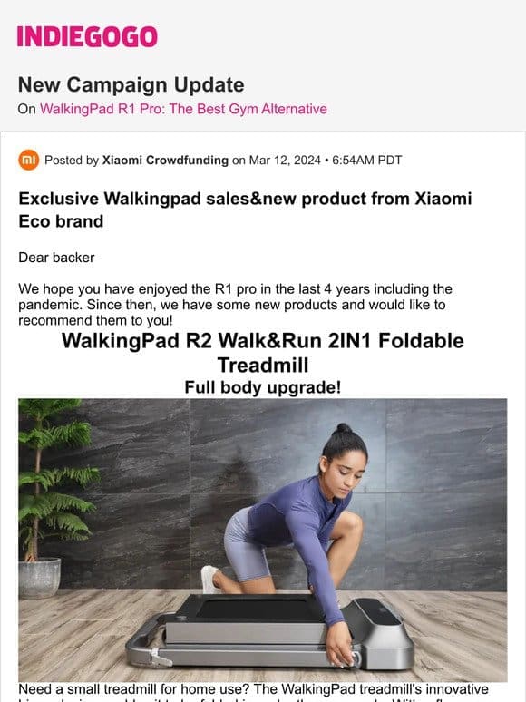 Update #44 from WalkingPad R1 Pro: The Best Gym Alternative