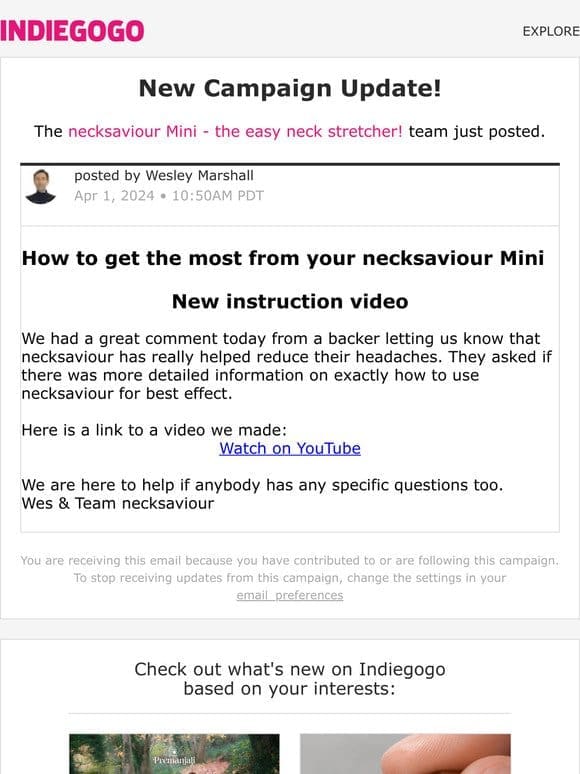 Update #61 from necksaviour Mini – the easy neck stretcher!