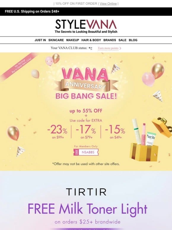 VANA-versary BIG BANG SALE!