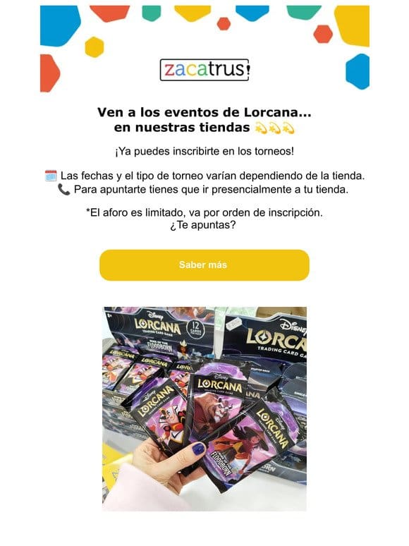 Ven a los eventos de Lorcana… en nuestras tiendas ???