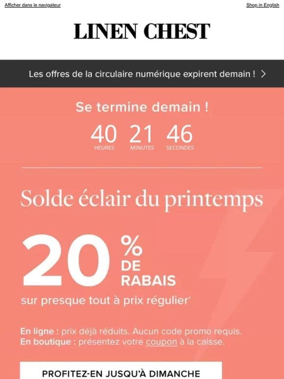 Vite⏰ Solde éclair jusqu’à demain + draps jusqu’à 50%!