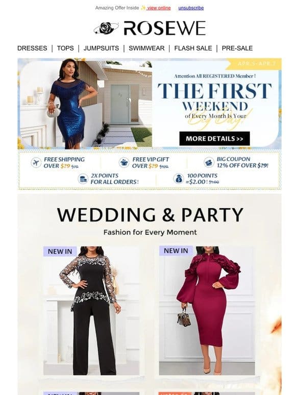 WEDDING OR PARTY? FREE SHIPPING OVER $?9!>>