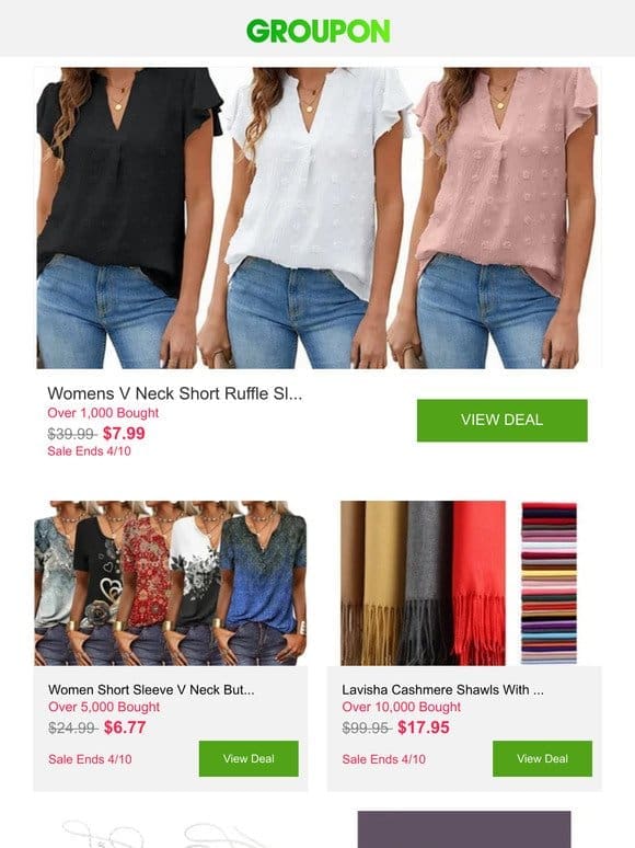 Womens V Neck Short Ruffle Sleeve Shirts Casual Summer Tops Blouse and More