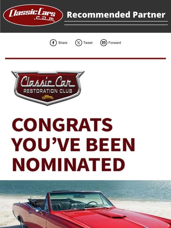 YOU’VE BEEN NOMINATED to get Free Classic Car Repair videos， tips & projects. Accept now