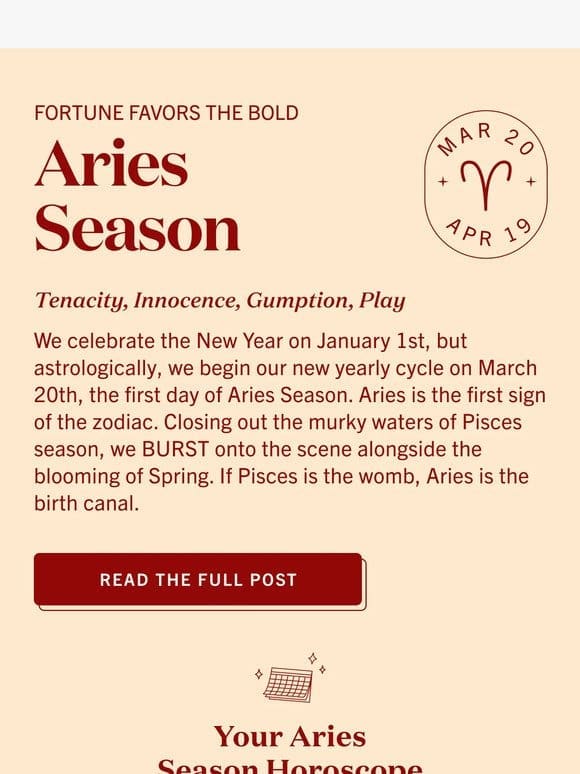 You’re lookin’  ， Aries