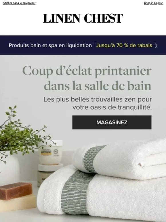 ‍♀️Relaxez avec style! Jusqu’à 70% pour votre salle de bain >