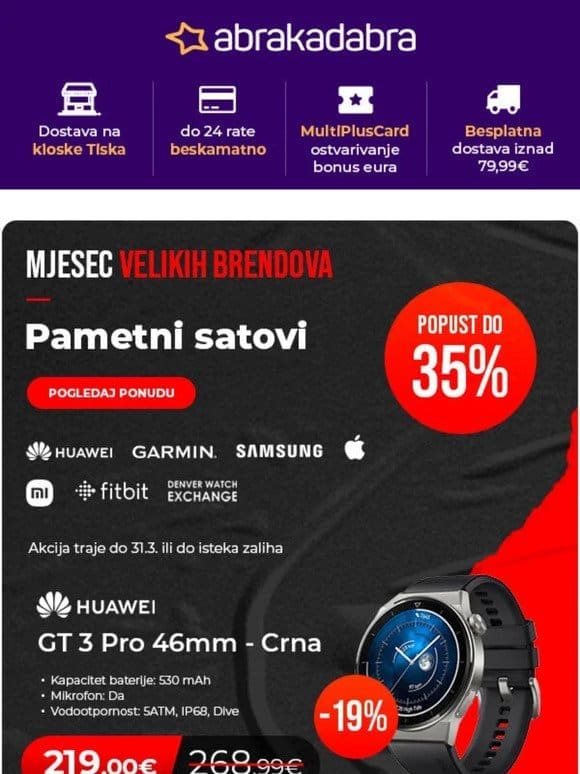 ⌚️ Do -35% na pametne satove: Garmin| Huawei| Samsung