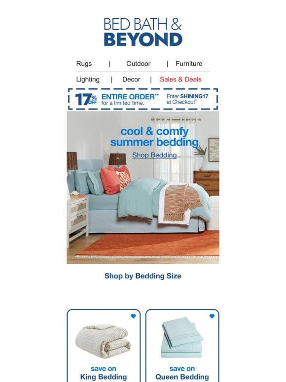 ☀️ Take 17% Off Bedding Ready Summer Sleep