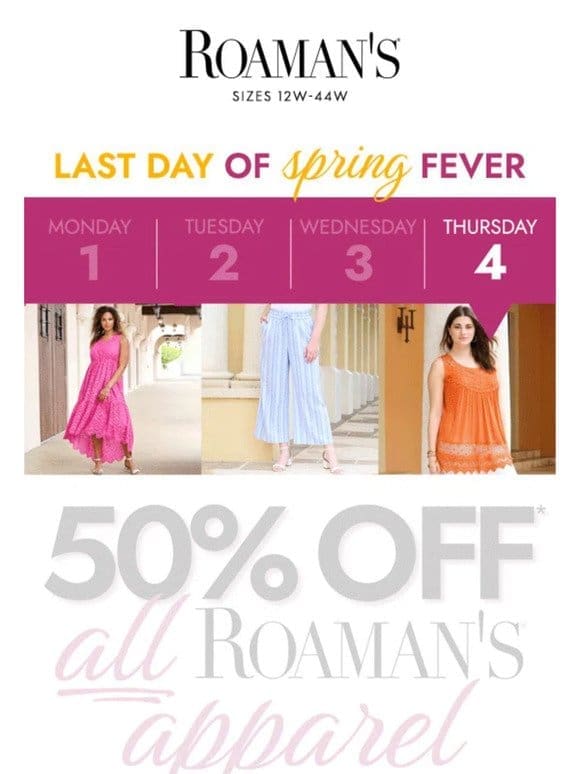 ❗ OMG. HALF OFF ALL ROAMAN’S APPAREL ❗