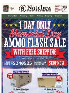 1 DAY ONLY Ammo Flash Sale with Free Shipping