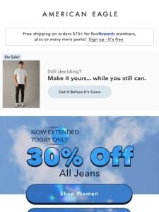 1 MORE DAY! 30% off ALL jeans now extended
