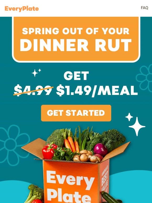 $1.49/meal   No more last-minute grocery runs