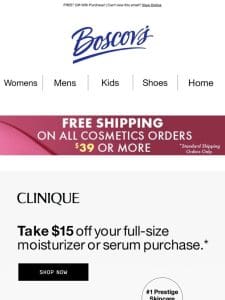 $15 OFF Clinique Moisturizer & Serums