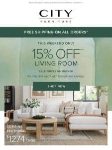 15% OFF Living Room  ️ 3 Days Only!