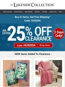 2 DAYS ONLY! Up to 75% Off | Extra 25% Off Clearance