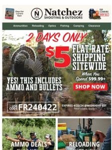 2 DAYS ONLY for $5 Flat Rate Shipping Sitewide