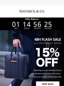 2-Day Flash Sale: 15% Off All Briefcases