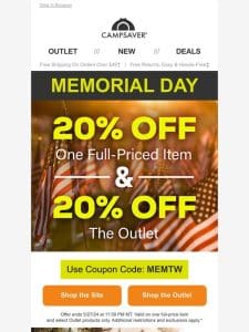 20% OFF Almost Anything: Memorial Day Sale!