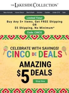 200+ Items， $5 Each | Cinco De Deals