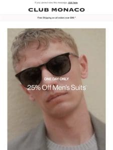 25% Off Men’s Suits
