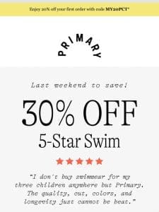 30% OFF ALL SWIM: Stars of the Show