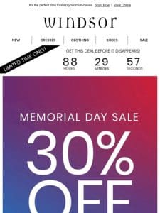 30% Off Sitewide ❤️  Memorial Day Sale