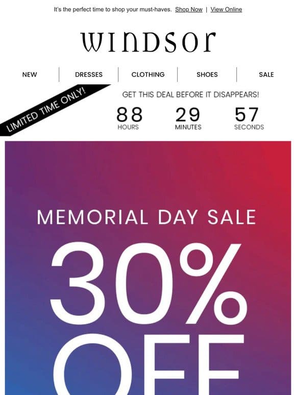 30% Off Sitewide ❤️  Memorial Day Sale