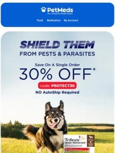 30% off flea & tick meds. Save on a single order!